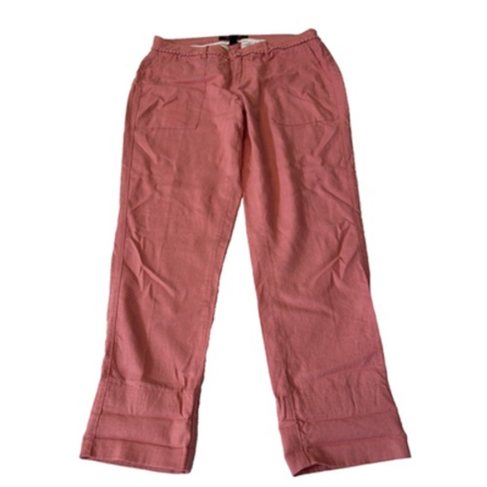 Nine West Women's Linen Blend Lauren Pants Sz 4 Pink Straight Lightweight